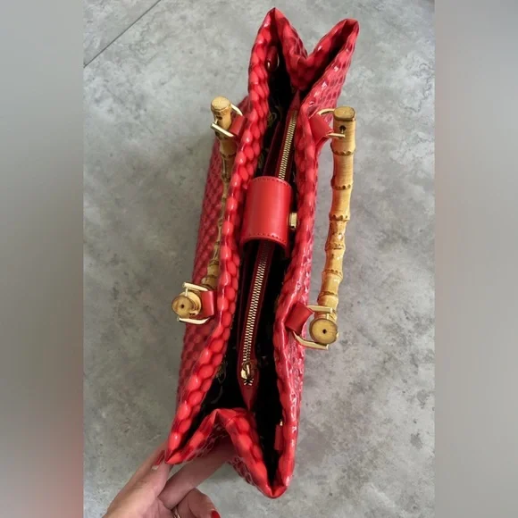 Rare Vivienne Westwood Red Quilted Patent Leather Tote with Bamboo Handles! - Picture 17 of 17